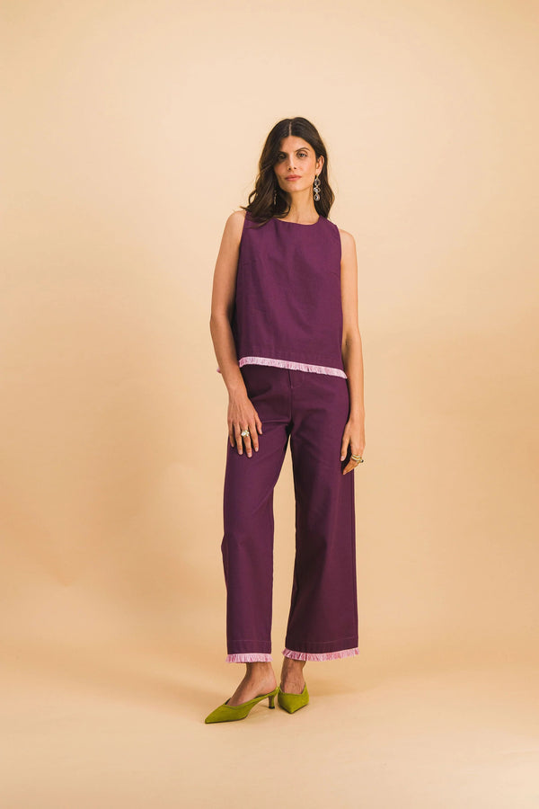Conjunto Jacques Top & Pantalón Georgia Burdeos