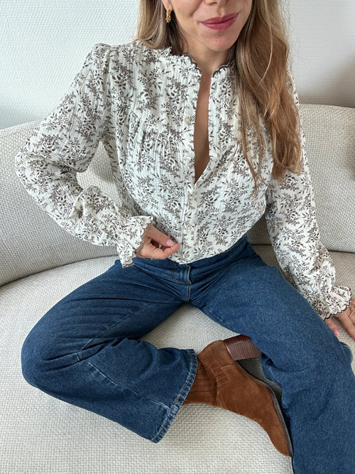 Amélia Chocolate Flower Blouse