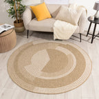 Round Nature Rug Natural Jute Look - White Pattern