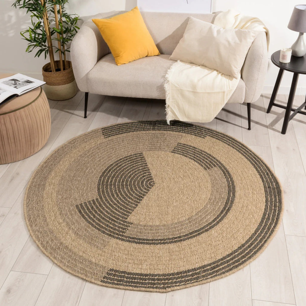 Alfombra redonda Nature aspecto yute natural - Estampado negro