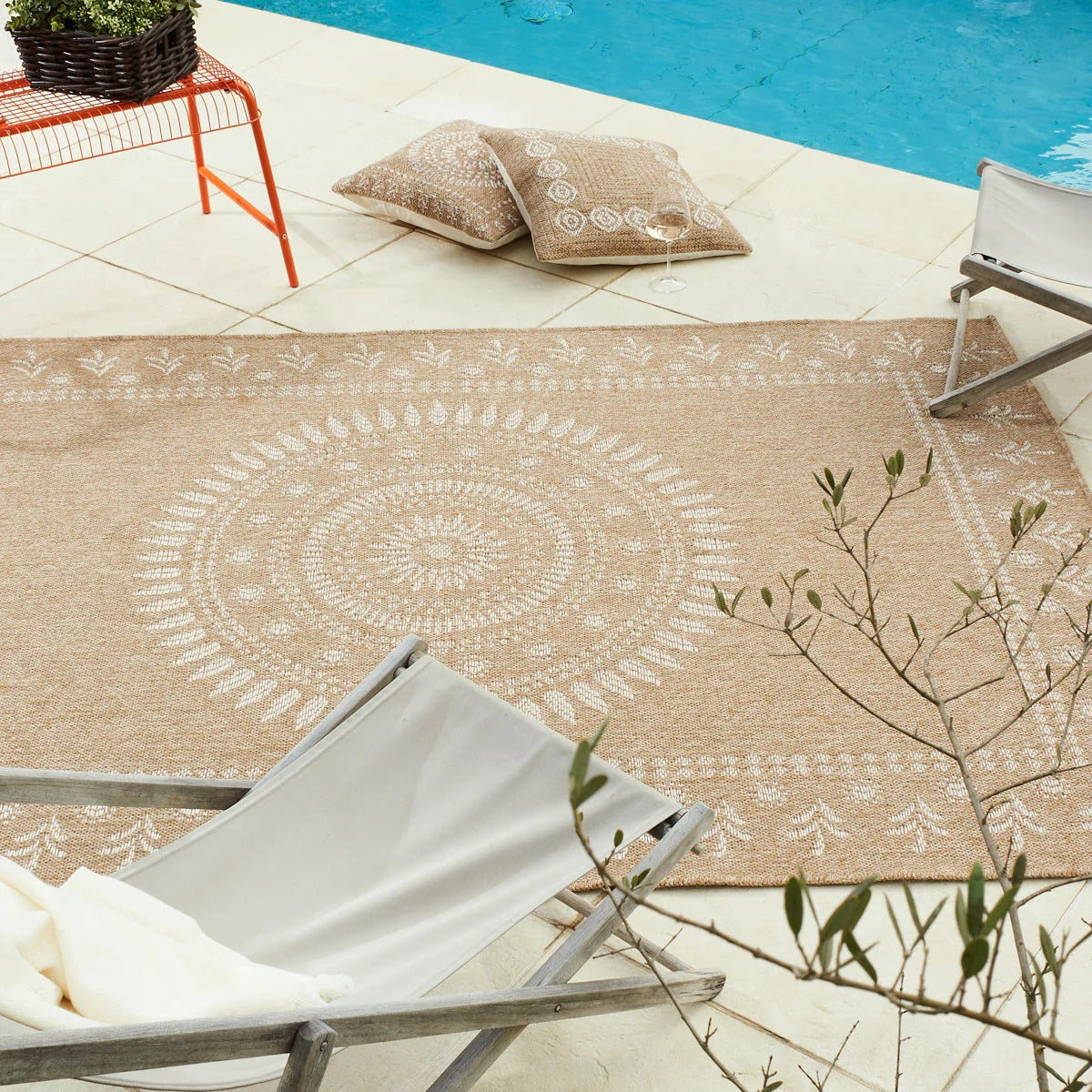 Alfombra Natural Efecto Yute - Motivos Orientales Blancos