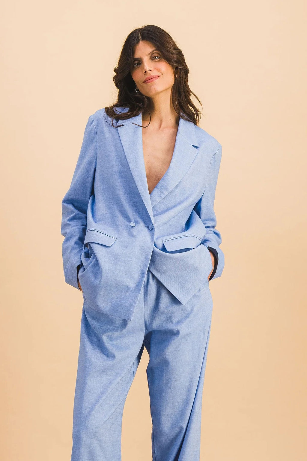 Ensemble Veste Ambre & Pantalon Bleu Ciel