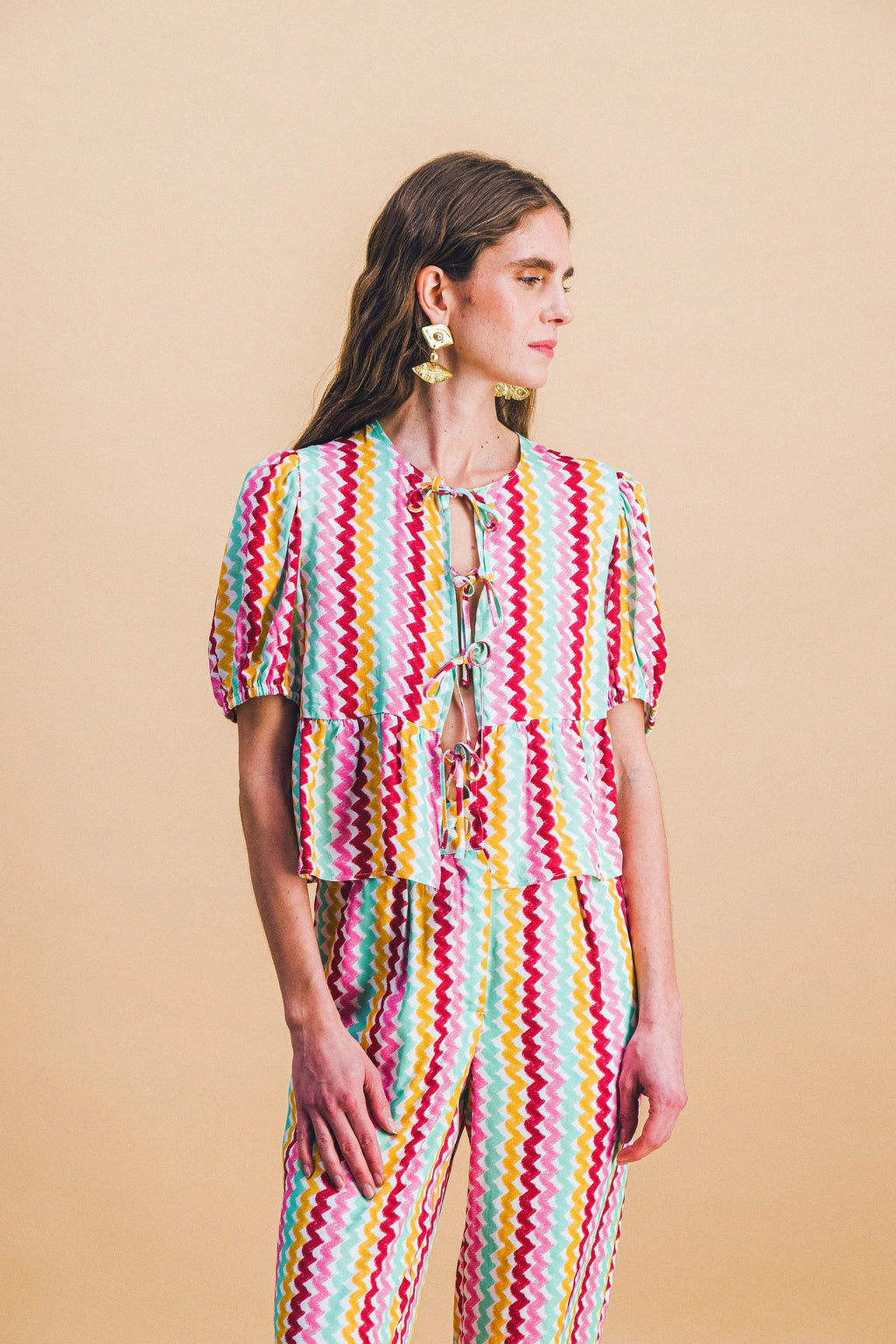 Ensemble Top Aimée+ Pantalon Tilda Orphism Lines Rainbow