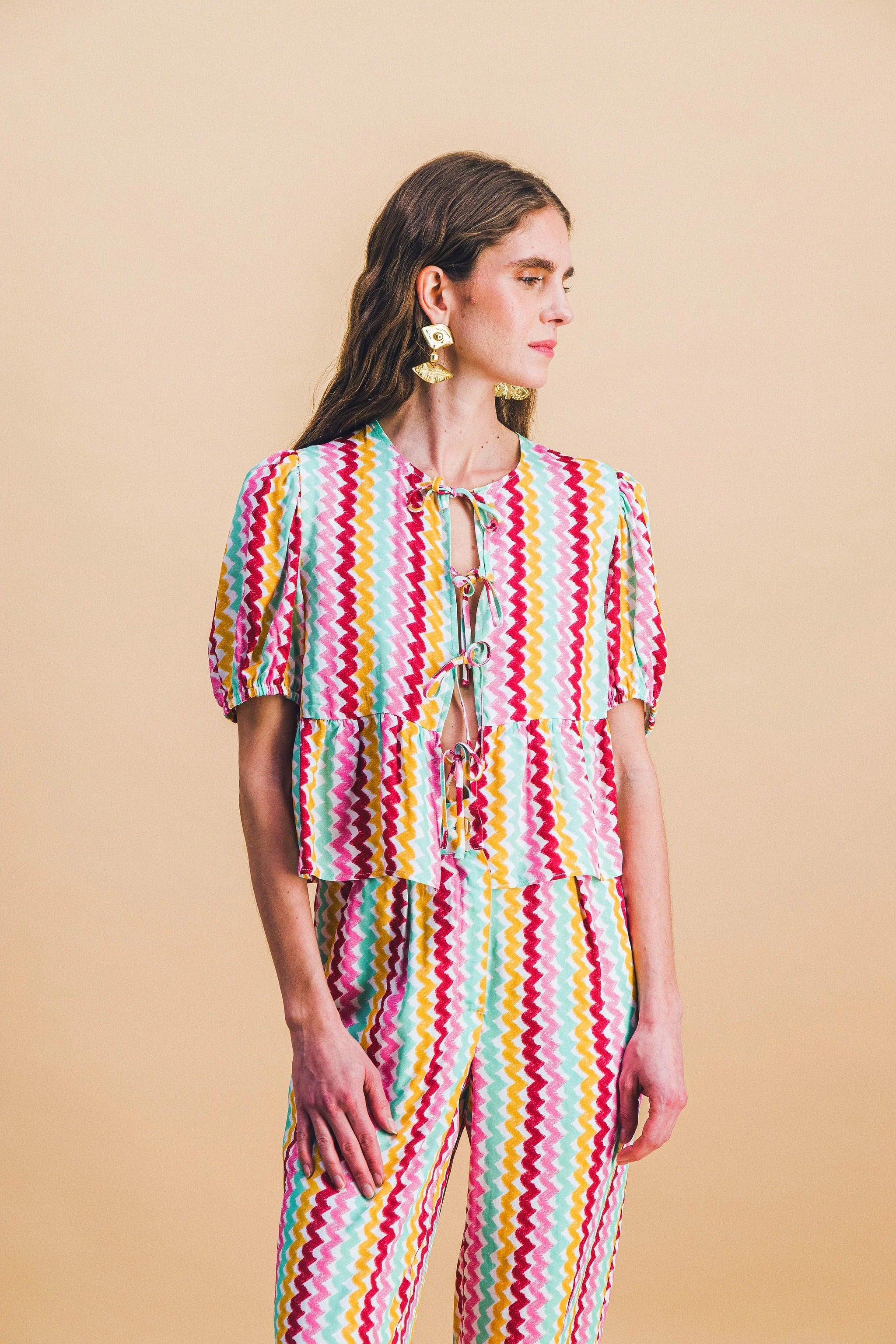 Ensemble Top Aimée+ Pantalon Tilda Orphism Lines Rainbow