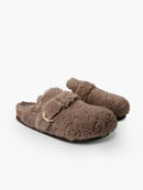 Pantuflas color piedra de piel de oveja Grisel