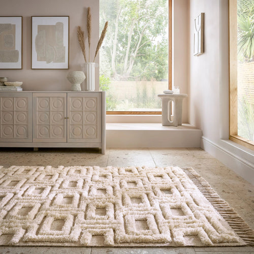 Tapis Shaggy En Laine Greek Key