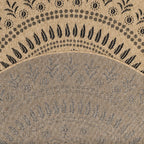 Round Nature Rug Natural Jute Effect - Black Oriental Patterns