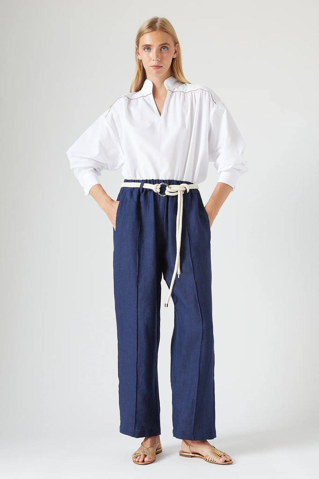 Pantalon Avec Ceinture Theo Indigo