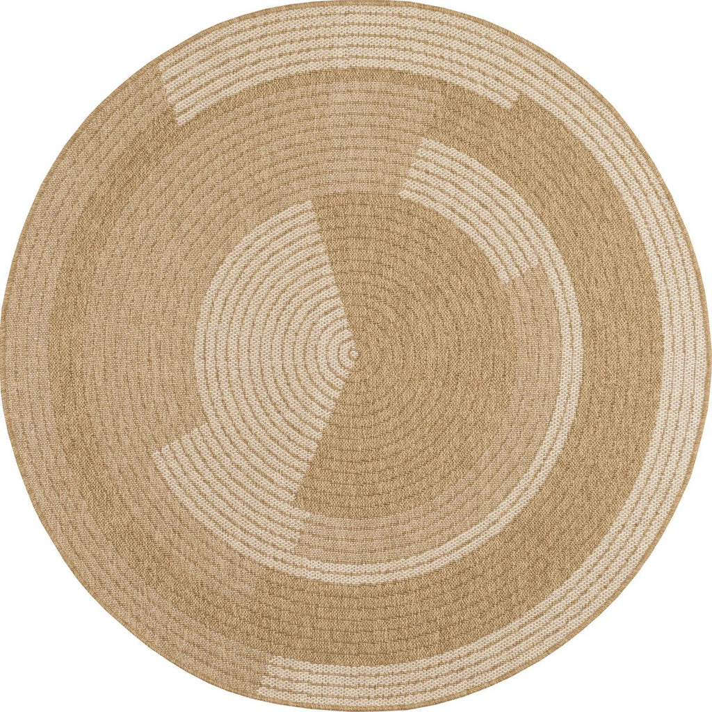 Round Nature Rug Natural Jute Look - White Pattern