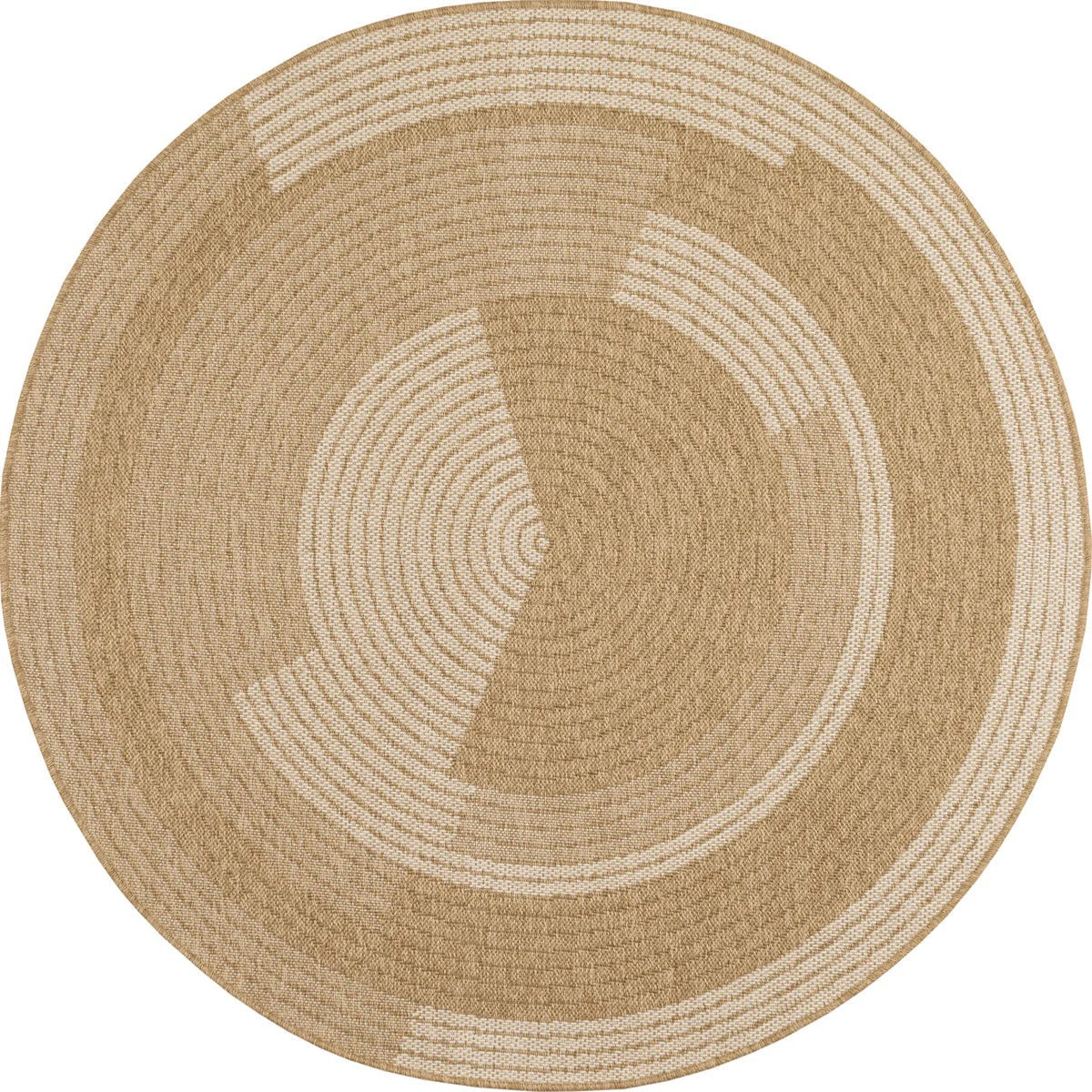 Round Nature Rug Natural Jute Look - White Pattern