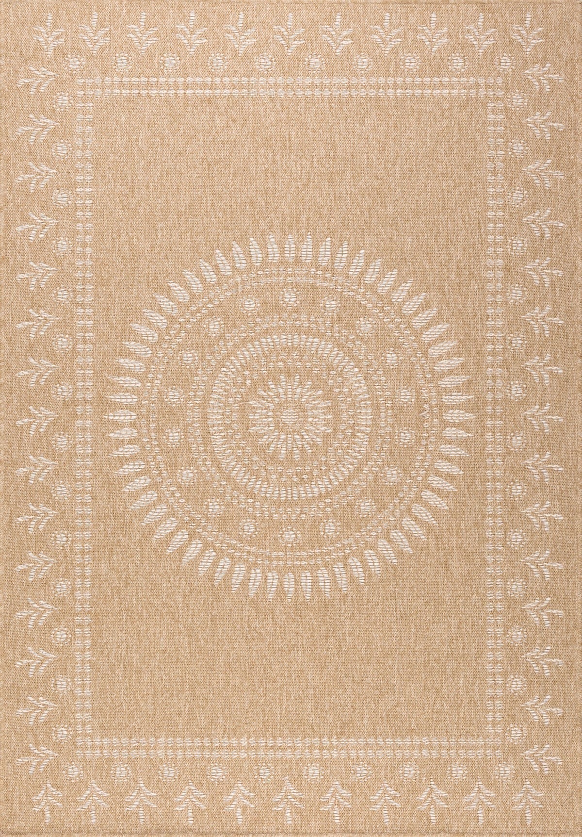 Alfombra Natural Efecto Yute - Motivos Orientales Blancos