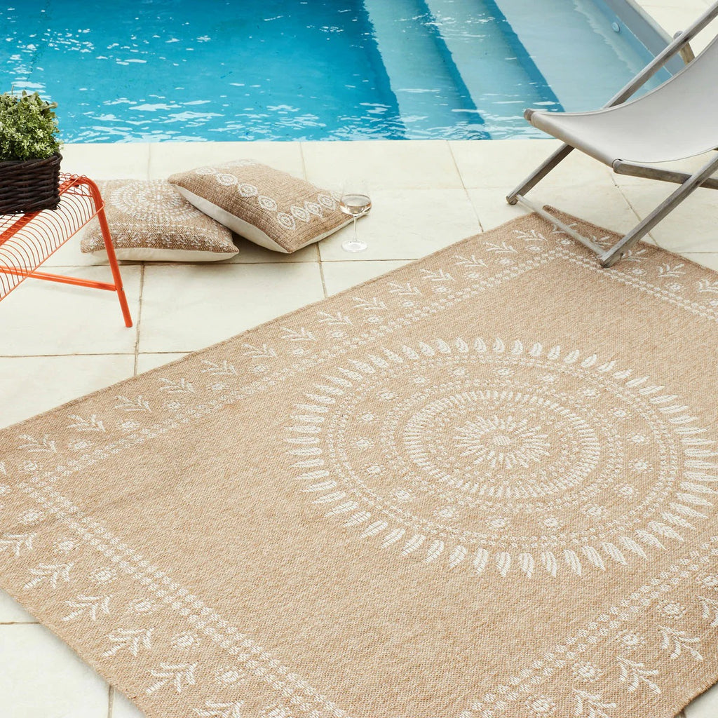 Alfombra Natural Efecto Yute - Motivos Orientales Blancos
