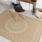 Alfombra Natural Efecto Yute - Motivos Orientales Blancos