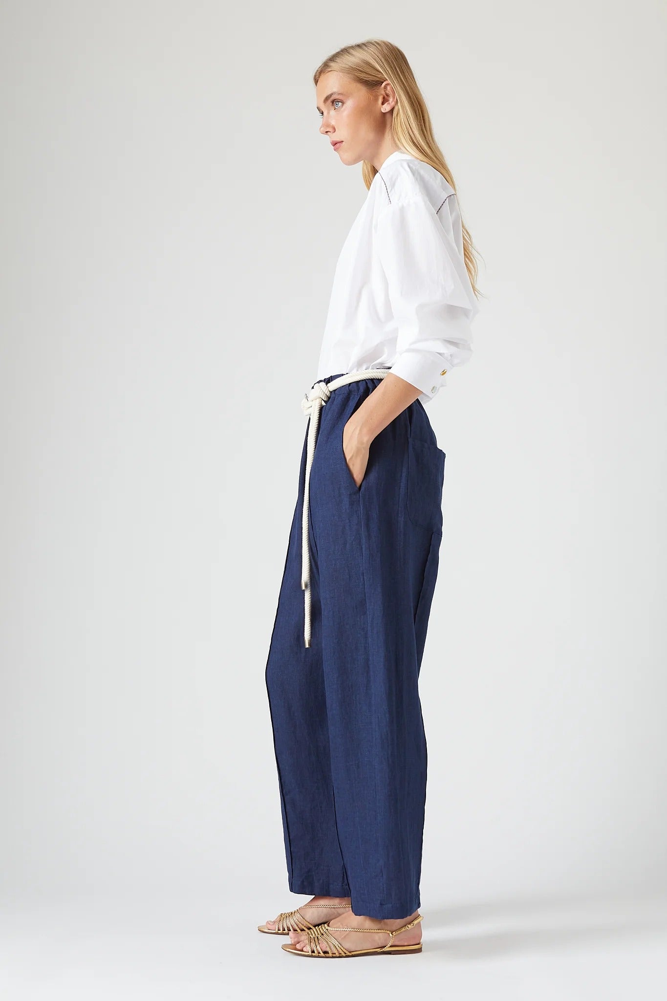 Pantalon Avec Ceinture Theo Indigo