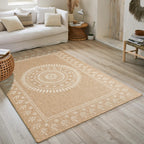 Alfombra Natural Efecto Yute - Motivos Orientales Blancos