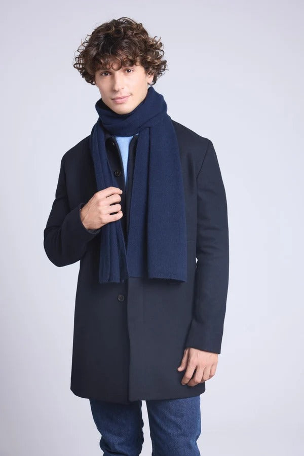 Sciarpa Stola Unisex In Cashmere - Blu Marino - Misto - 100% Cashmere
