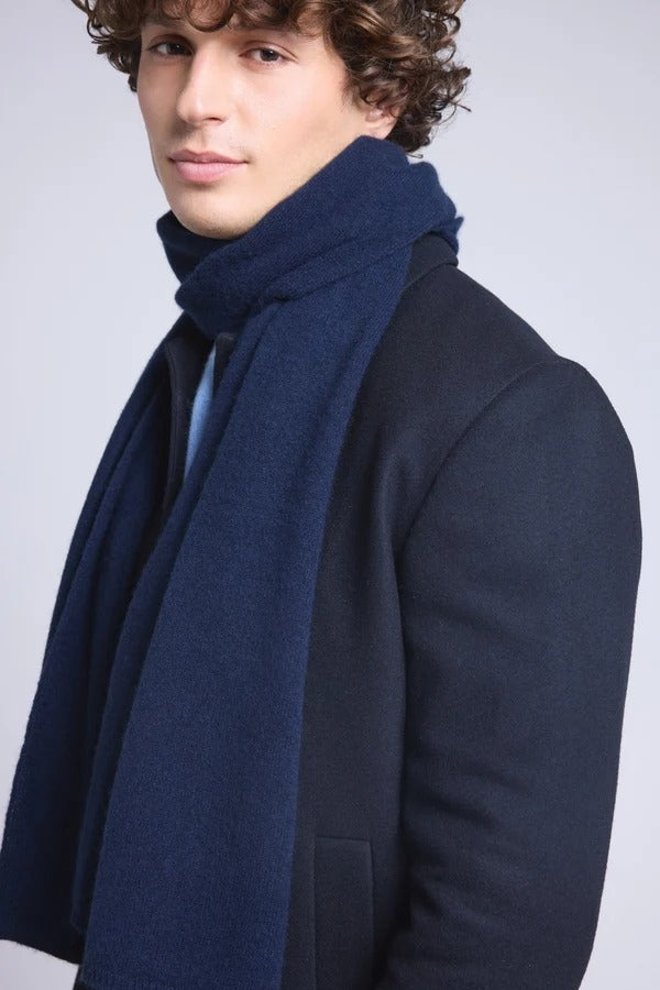 Sciarpa Stola Unisex In Cashmere - Blu Marino - Misto - 100% Cashmere
