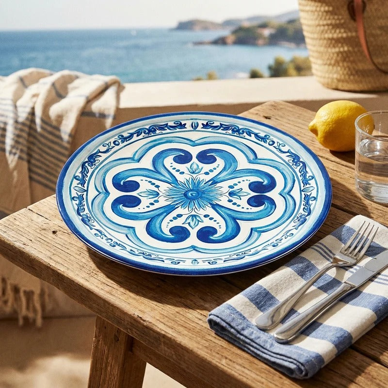 Lot De 6 Assiettes Plates "Blues"