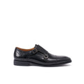 Double Monk Strap With Straight Toe Cap - Black - Men