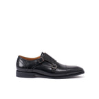 Double Monk Strap With Straight Toe Cap - Black - Men