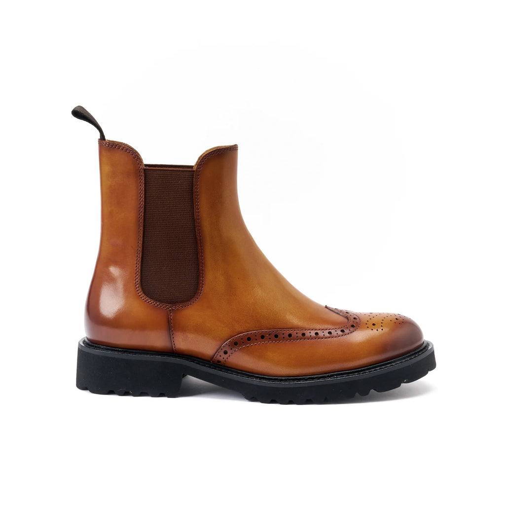 Light Brown Chelsea Ankle Boots with Golf Toe - Women