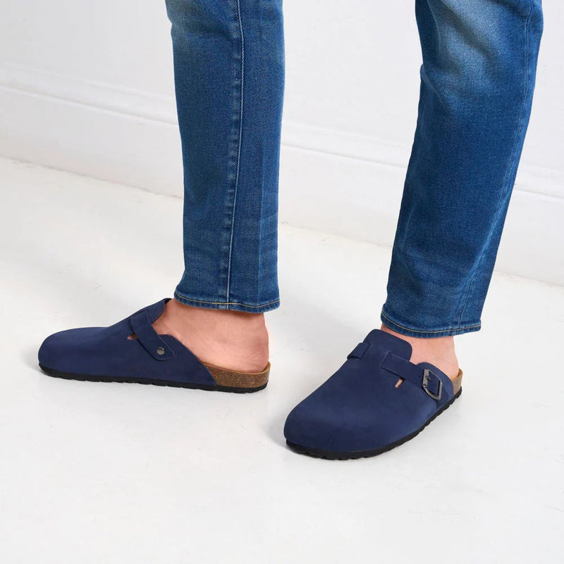 Noe Suede Navy Clogs - Men