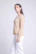 Pull Col Rond Cœur Broderie Anubis - Beige Creme Blanc - Femme