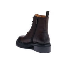 Lace-Up Derby Ankle Boots - Dark Brown - Women