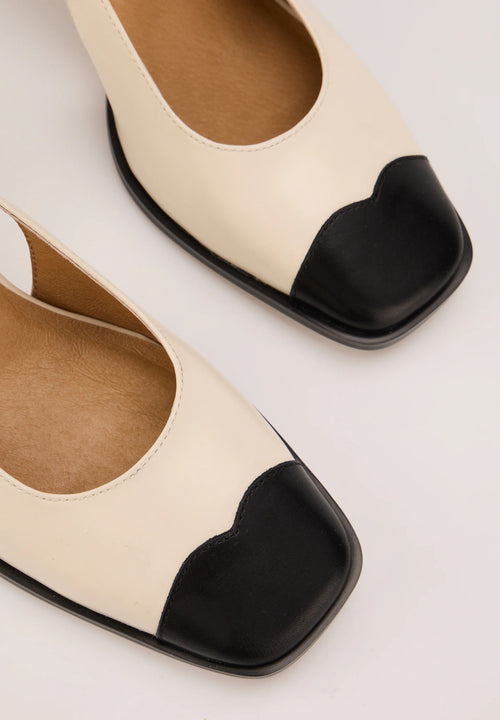 Slingbacks - Cuir Beige/Noir - Denise