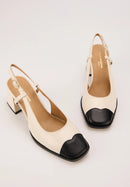 Slingbacks - Cuir Beige/Noir - Denise