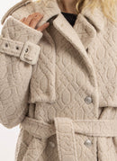 Koché - Manteau En Laine Bouclée - Beige - Femme