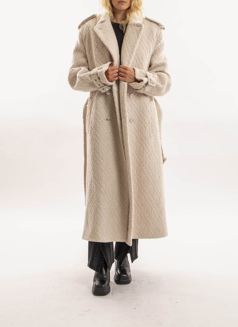 Koché - Manteau En Laine Bouclée - Beige - Femme