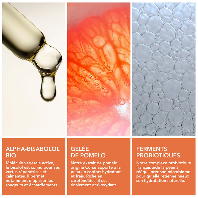 bisabolol orgánico, gelatina de pomelo, fermentos probióticos