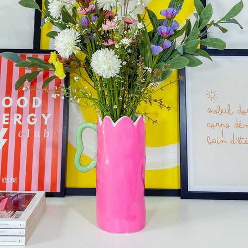 Pink tulip vase inside decoration 