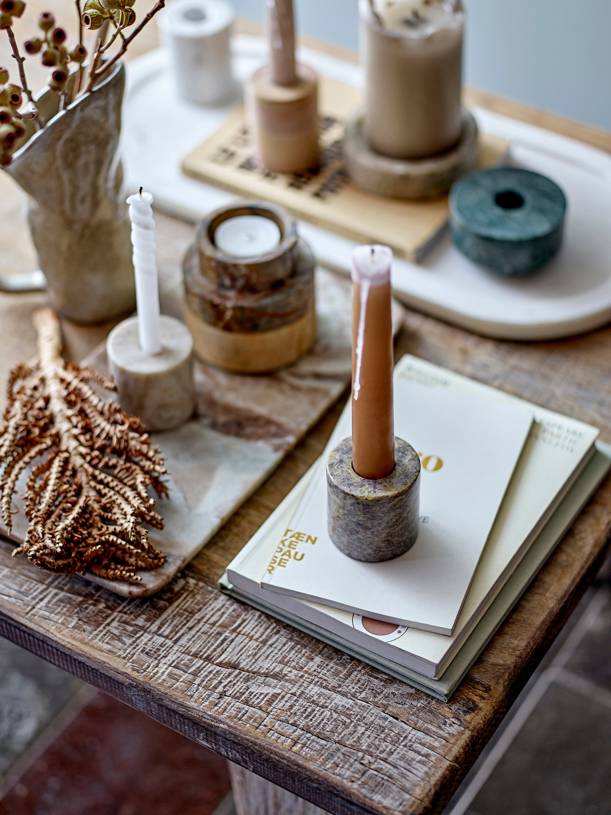 Dalin - Votive & Candlestick - Brown - Sandstone