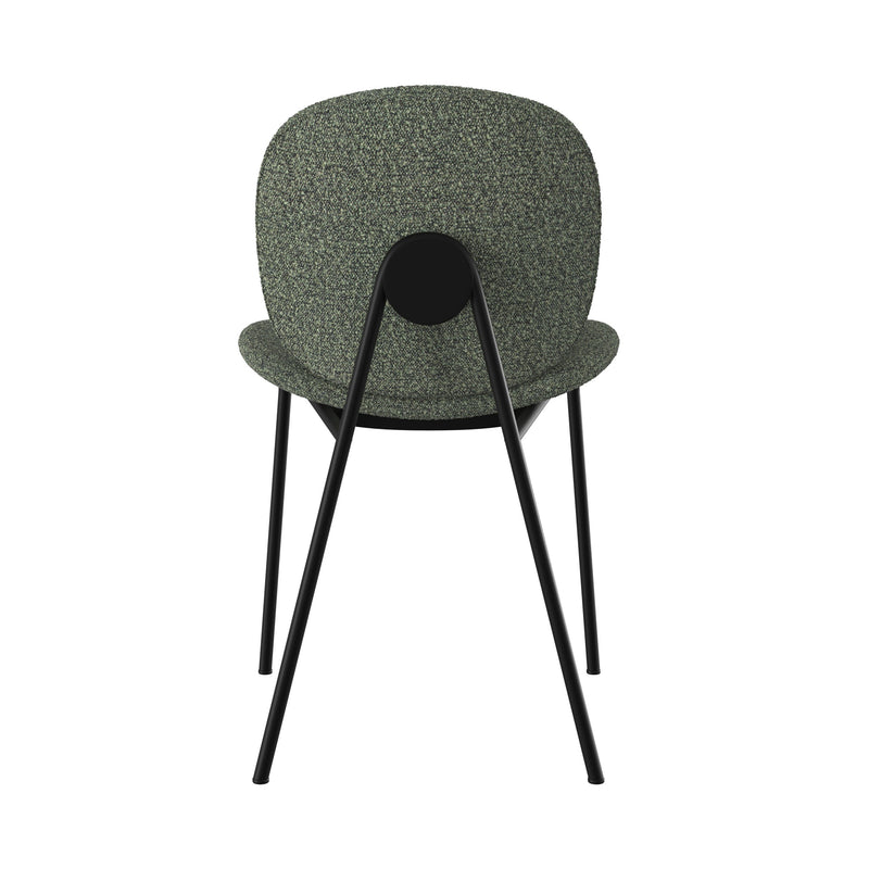 Chaise Iris en tissu bouclé vert kaki et pieds en métal noir (lot de 2)