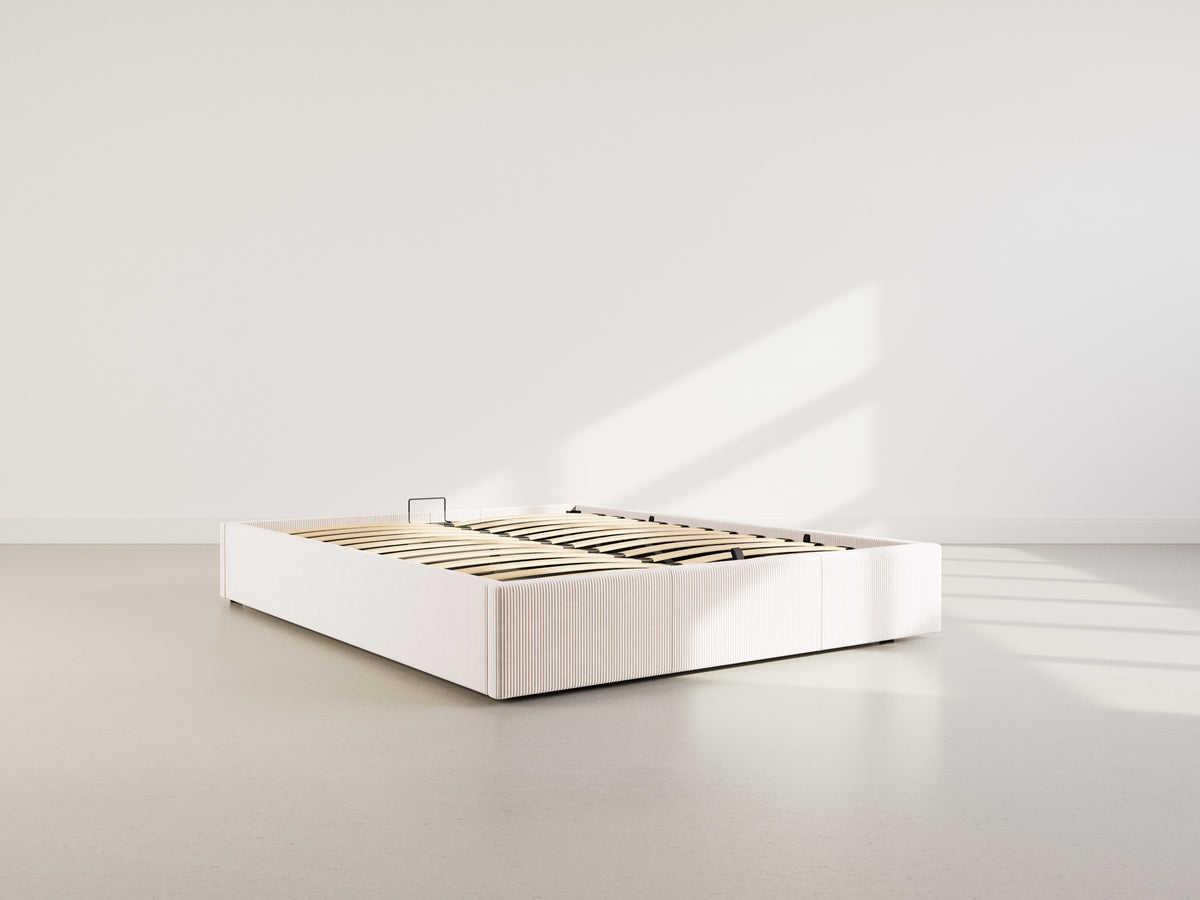 Isa - Letto Contenitore - Velluto a Coste - Beige
