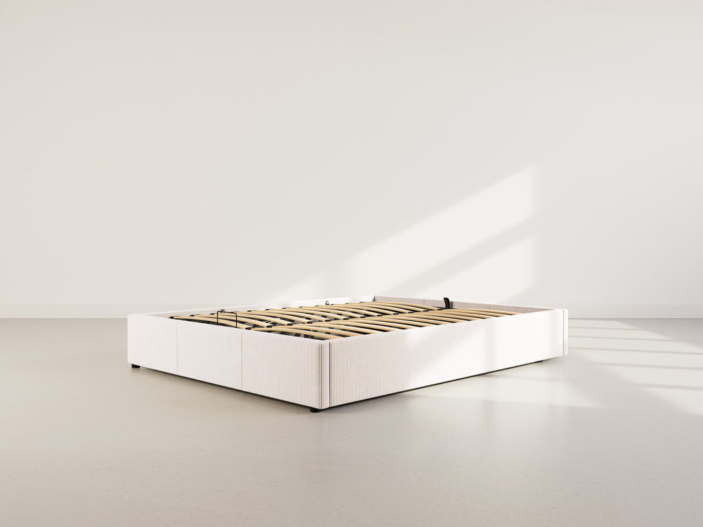 Isa - Letto Contenitore - Velluto a Coste - Beige
