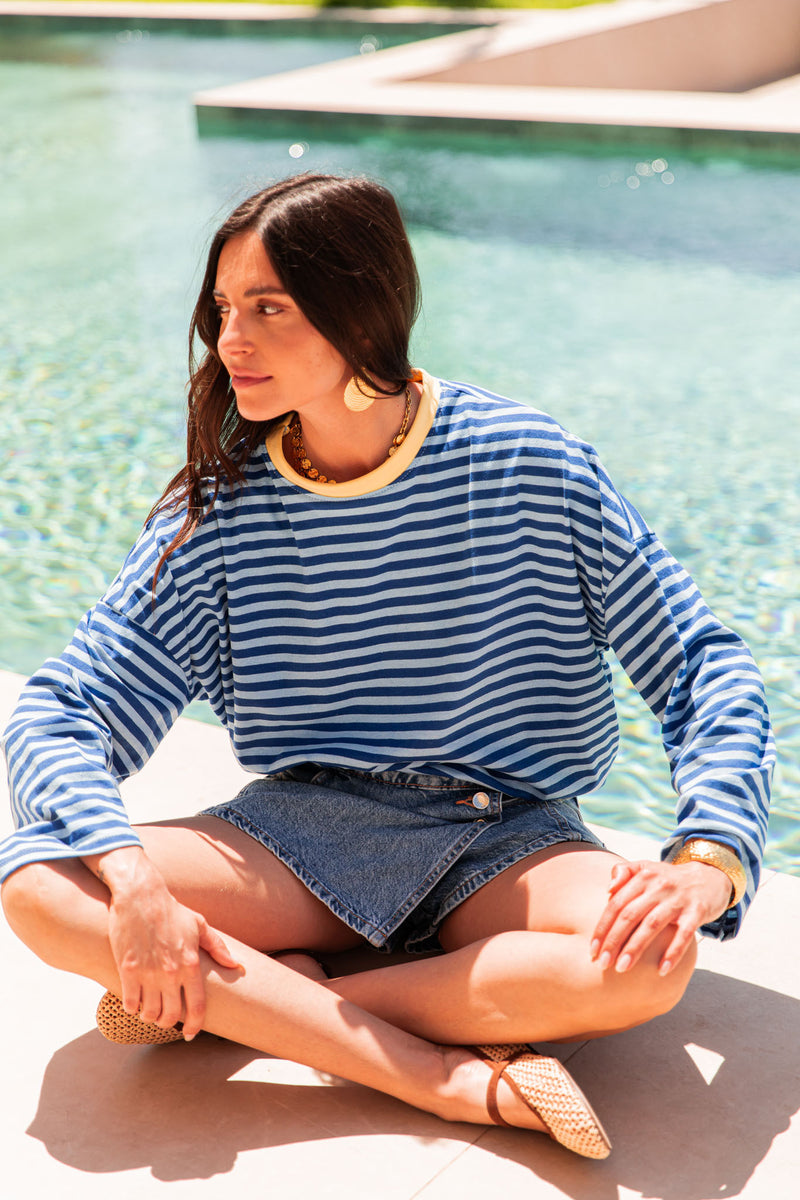 ISIA Bleu Marine/Jaune - Top Oversize
