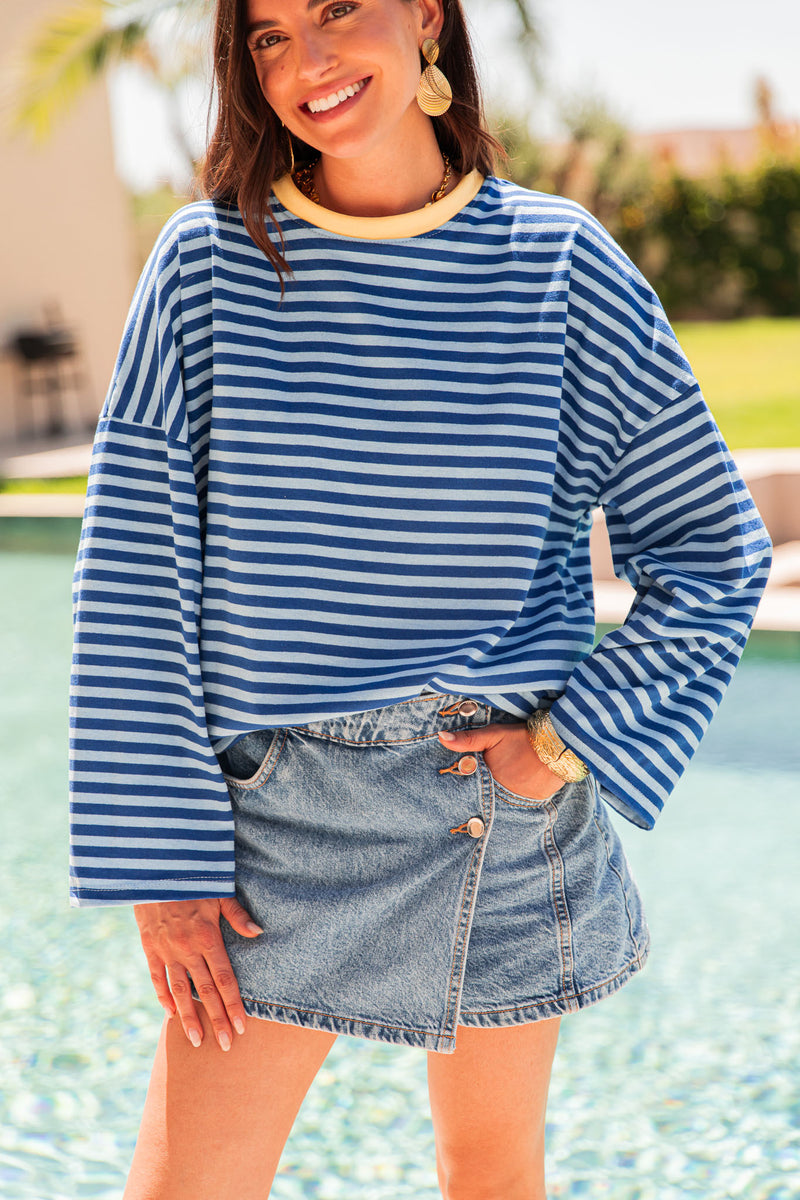ISIA Bleu Marine/Jaune - Top Oversize