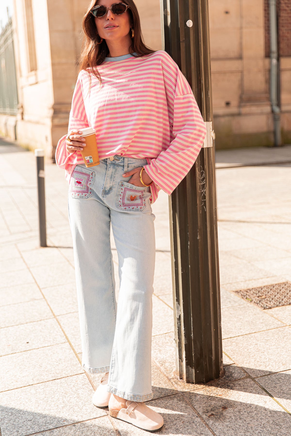 ISIA Bleu/Rose - Top Oversize