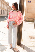 ISIA Bleu/Rose - Top Oversize
