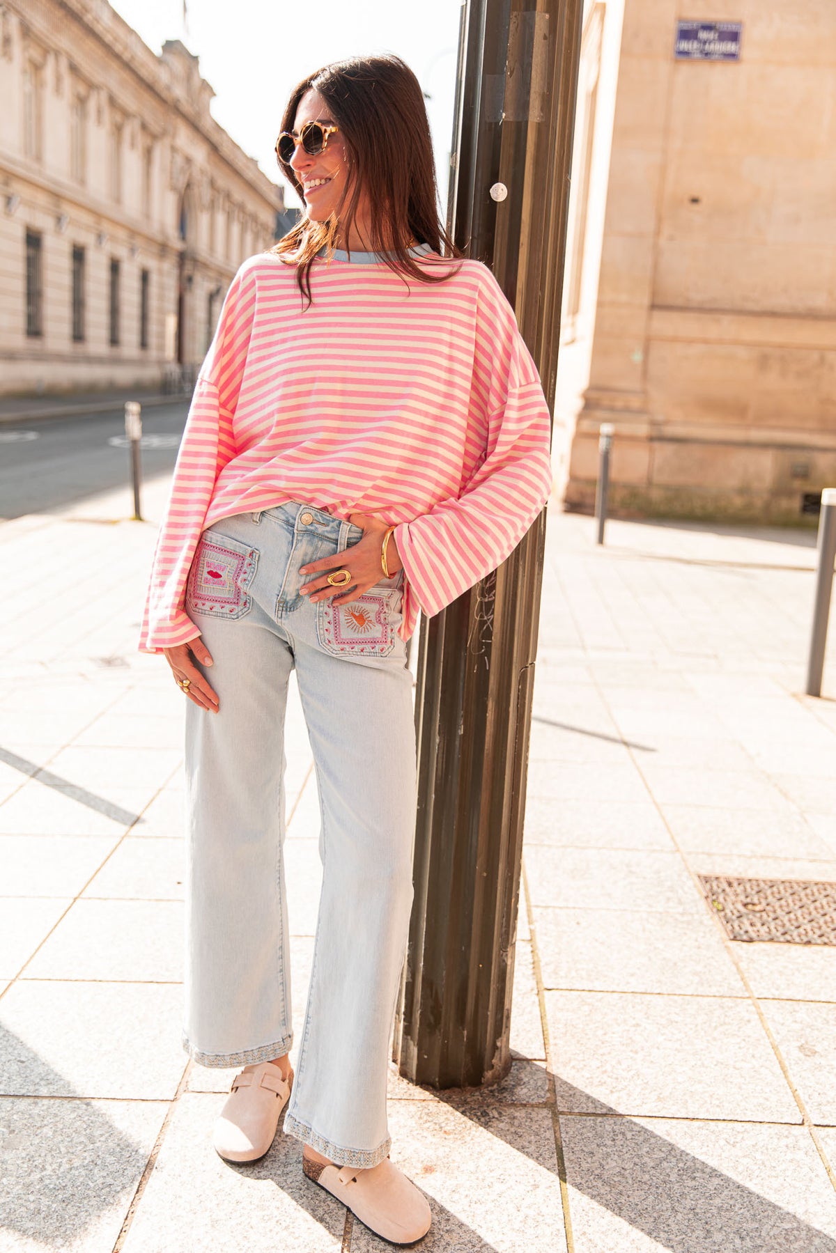 ISIA Bleu/Rose - Top Oversize