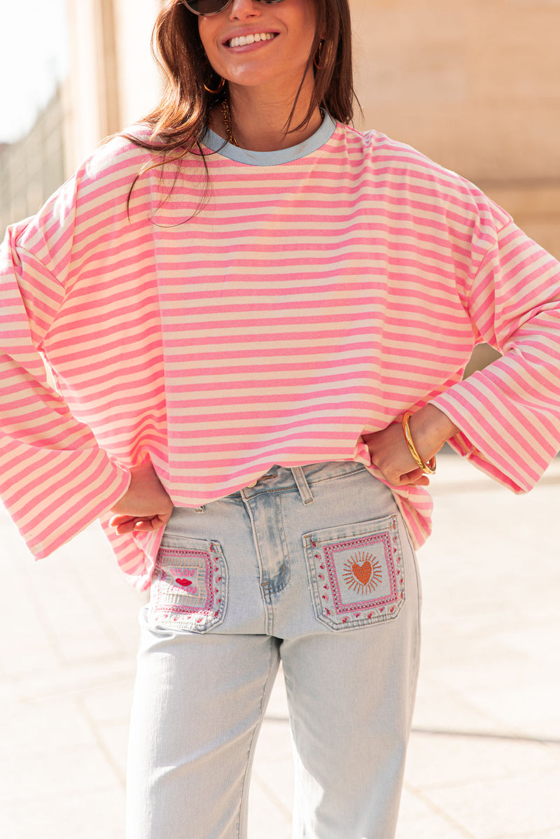 ISIA Bleu/Rose - Top Oversize