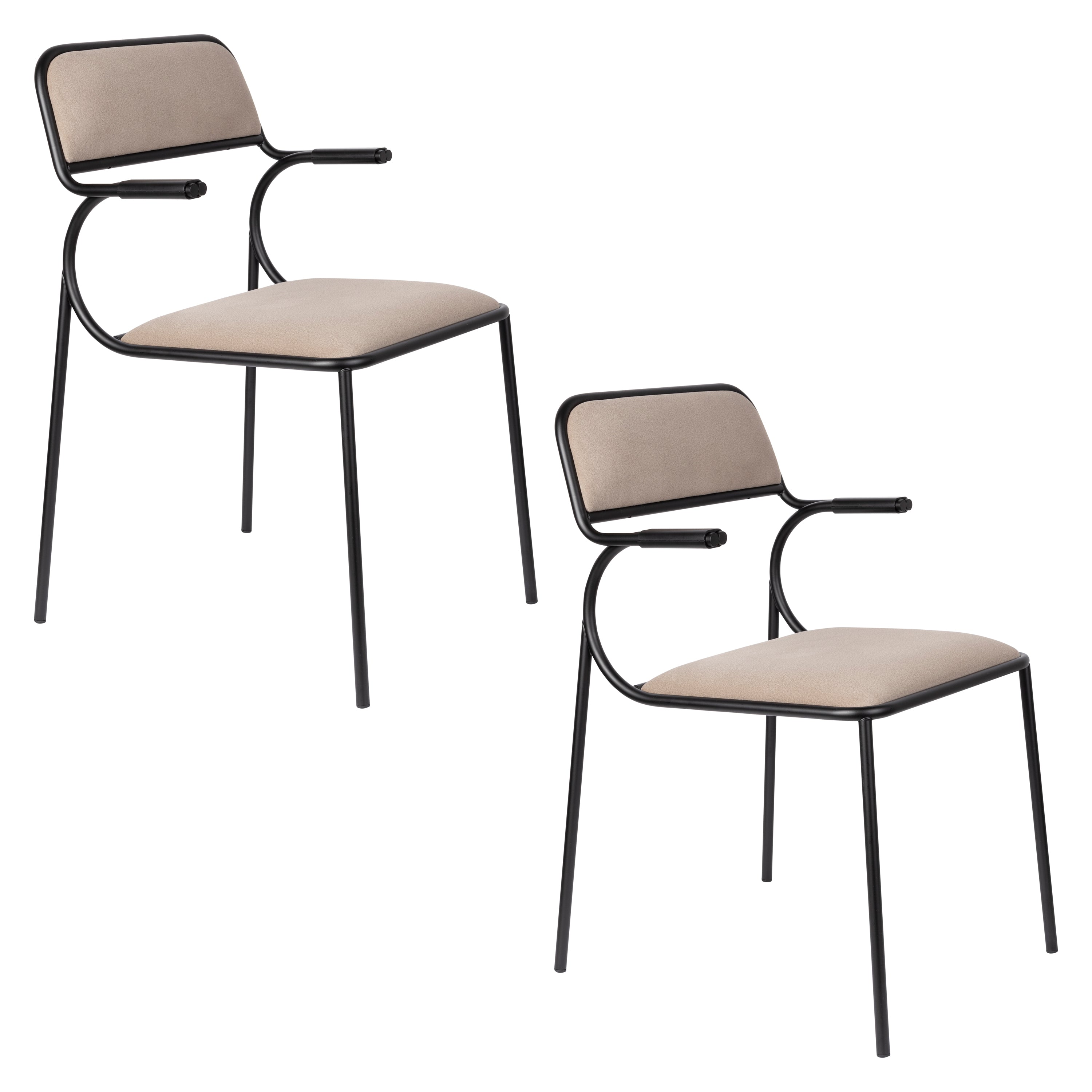 Alba - Dining Room Armchair - Fabric - Black/Beige