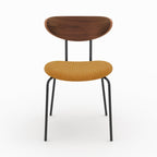 Jade - Set of 2 Chairs in Mustard Yellow Corduroy and Walnut Wood