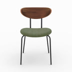 Jade - Set of 2 Chairs in Khaki Green Corduroy and Walnut Back