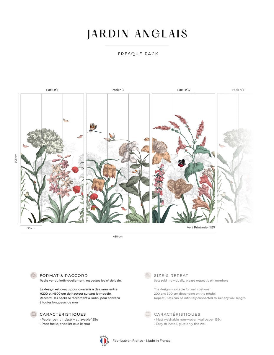 English Garden Mural - Spring Green