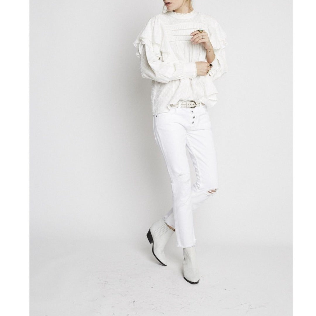 Berenice - White Straight-Leg Jeans 7/8