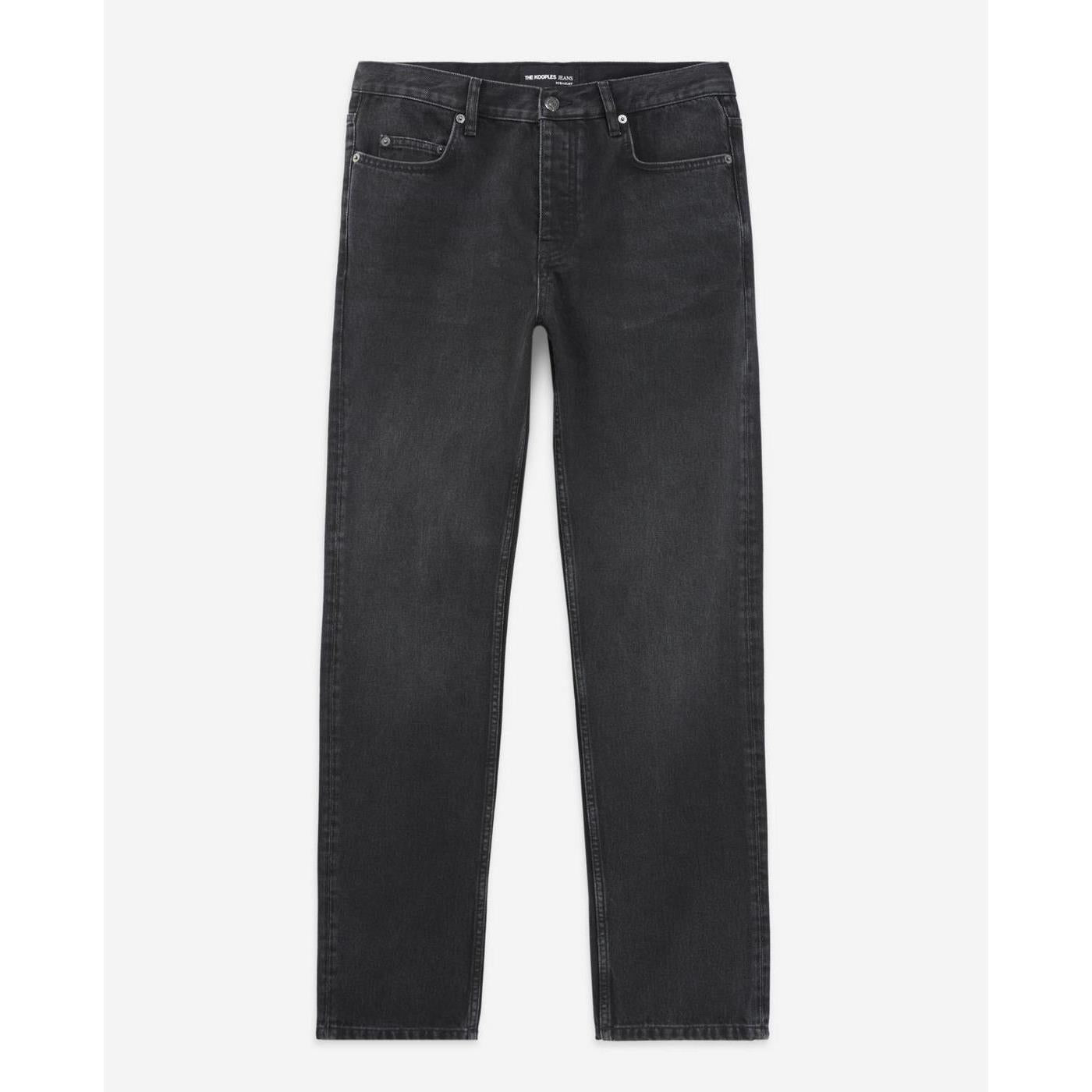 The Kooples - Jean Délavé Noir Coupe Droite Rétro - Homme